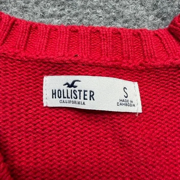 Y2K hollister cropped red button sweater size small - Picture 2 of 6